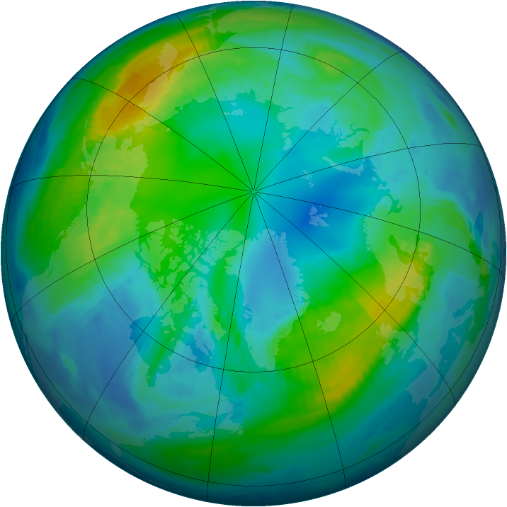 Arctic ozone map for 28 October 1998